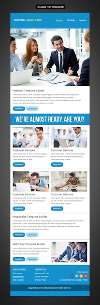 Modelo de correo electrónico empresarial moderno para marketing y servicio al cliente