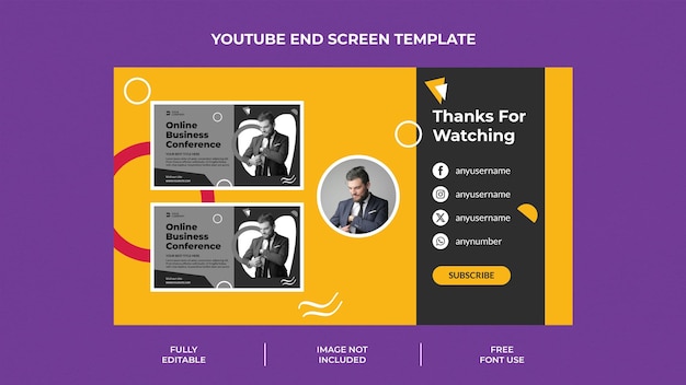 Modelo criativo de tela de fim do Youtube