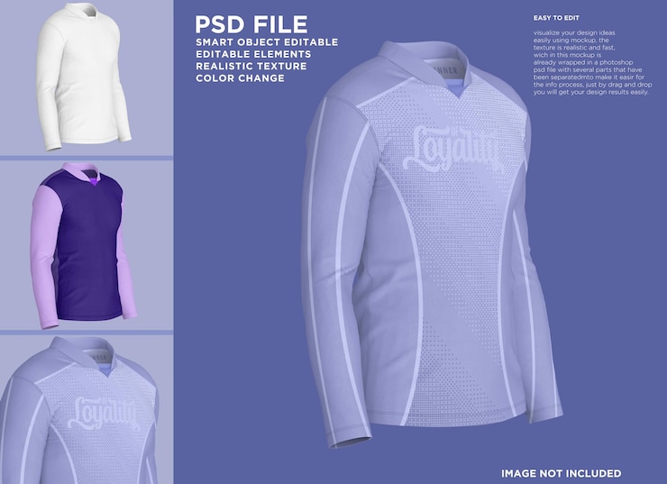 PSD modelo de cuello de camiseta de manga larga