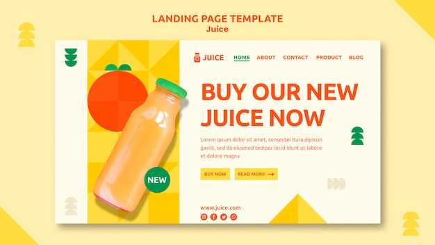 PSD modelo da web da página de destino juice