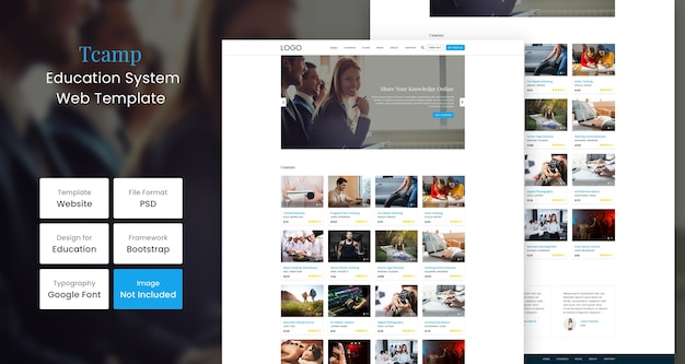 PSD modelo da web para educação tcamp