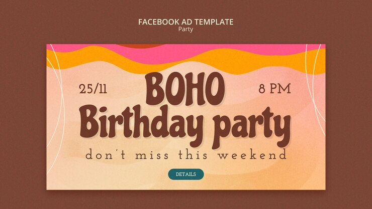 PSD modelo de aniversário boho design plano