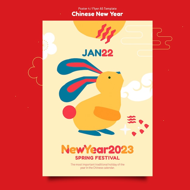 Modelo de ano novo chinês de design plano