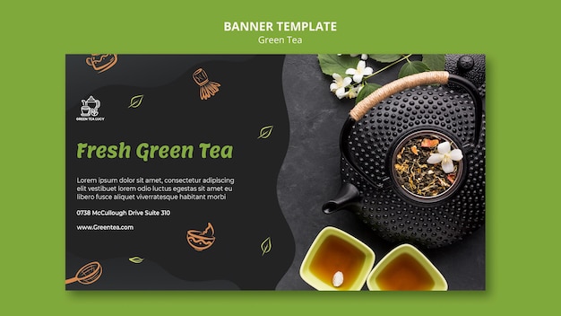Modelo de anúncio de banner de chá verde