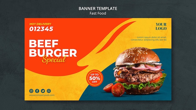 PSD modelo de anúncio de banner fast food