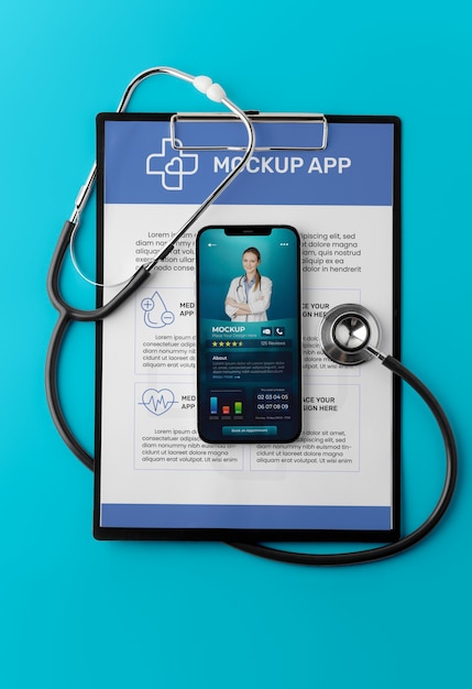 PSD modelo de aplicativo de saúde na tela do telefone