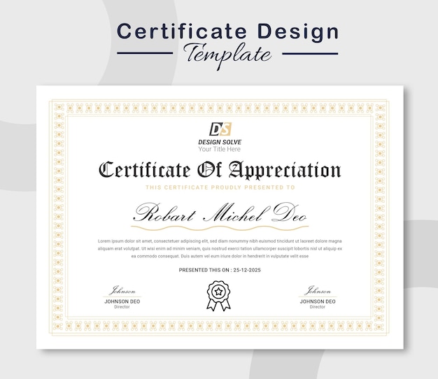 Modelo de arquivamento do certificado de diploma amarelo de luxo