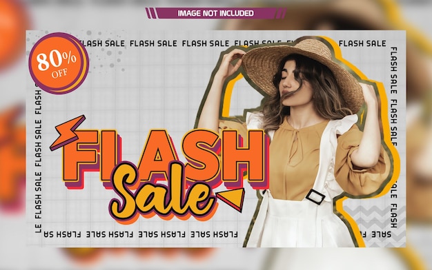 PSD modelo de bandeira de promoção retro de moda de venda flash