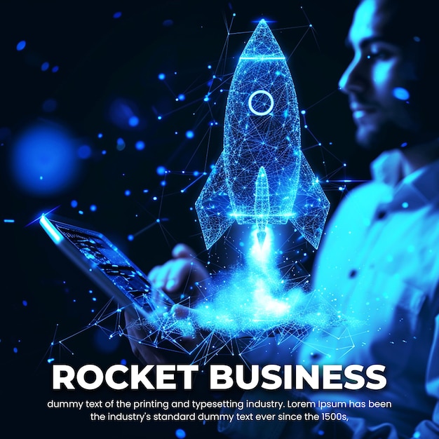 PSD modelo de banner da rocket business