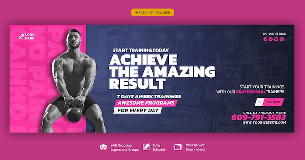 PSD modelo de banner da web de academia e fitness