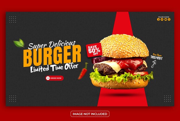 PSD modelo de banner da web de hambúrgueres e fast food