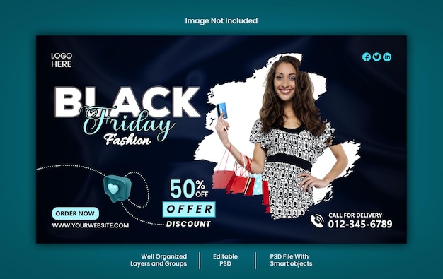 PSD modelo de banner da web de mídia social psd black friday