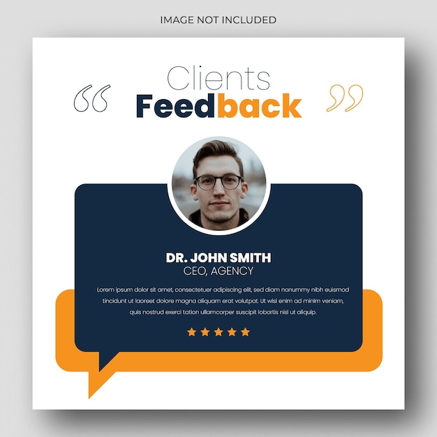 PSD modelo de banner da web de post de mídia social de depoimento de feedback do cliente