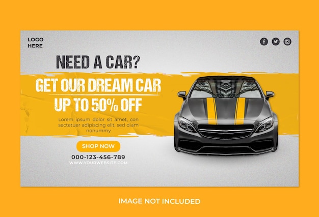 modelo de banner da web de promoção de venda de carros