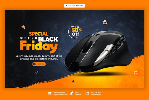 PSD modelo de banner da web de super venda black friday