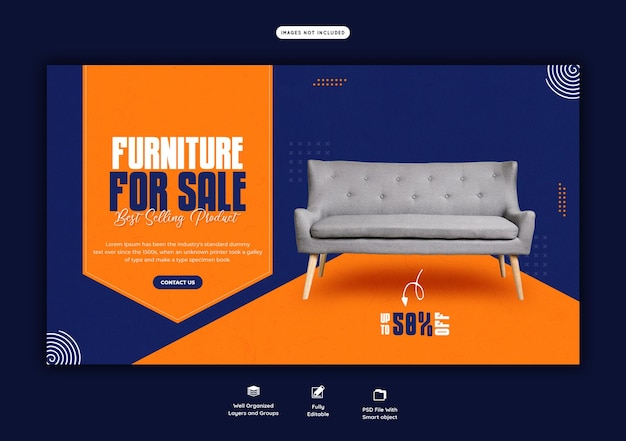Modelo de banner da web de venda de móveis