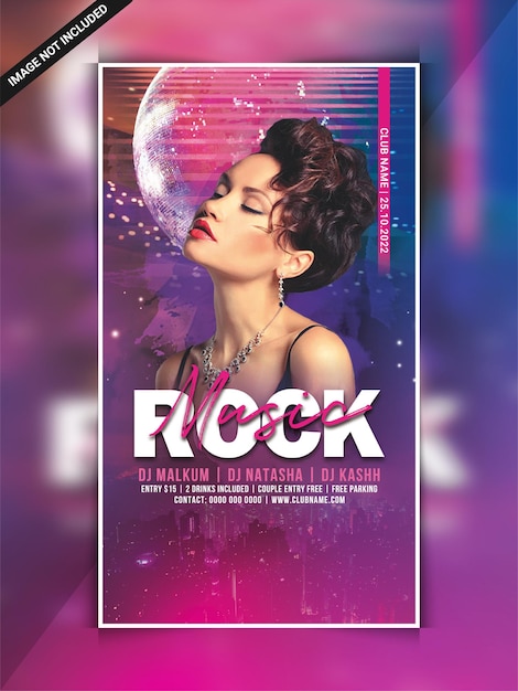 Modelo de banner da web do instagram da noite do rock