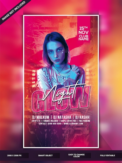 Modelo de banner da web do instagram de festa à noite de brilho