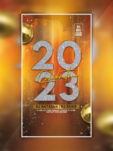 PSD modelo de banner da web do instagram de festa de celebração de ano novo de 2023