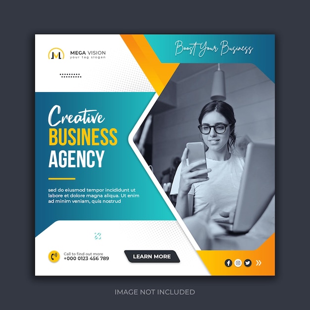 Modelo de banner da web do instagram de mídia social corporativa da agência de negócios criativos