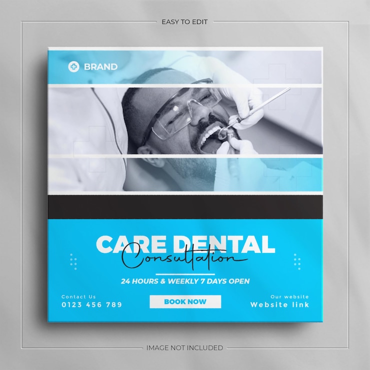 Modelo de banner da web e mídia social médica para dentista e assistência médica