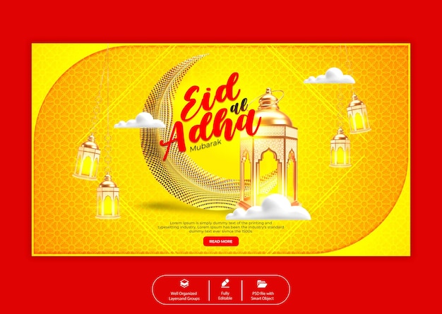 PSD modelo de banner da web psd eid al adha mubarak festival islâmico