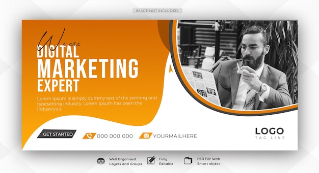 Modelo de banner de agência de marketing e mídia social elegante
