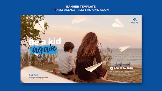 Modelo de banner de agência de viagens com foto