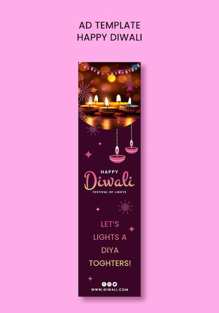 Modelo de banner de anúncio de celebração de feliz diwali