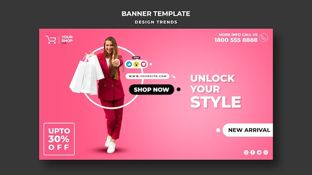 Modelo de banner de anúncio feminino do shopping