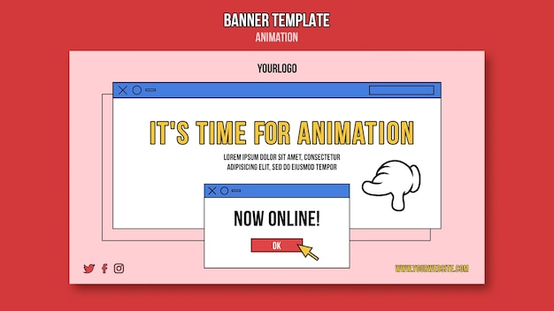 PSD modelo de banner de aula online de animação