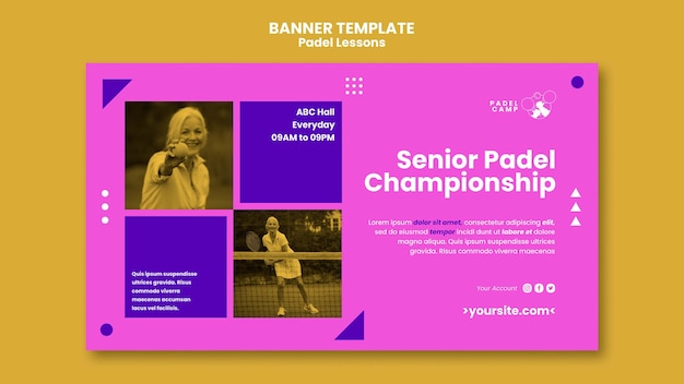 Modelo de banner de aulas de padel design plano