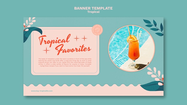 Modelo de banner de bebidas tropicais