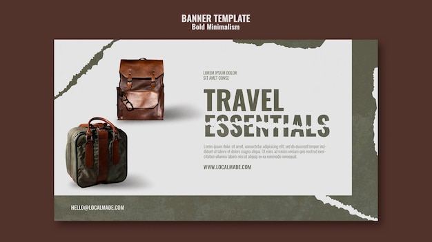 Modelo de banner de bolsa de viagem