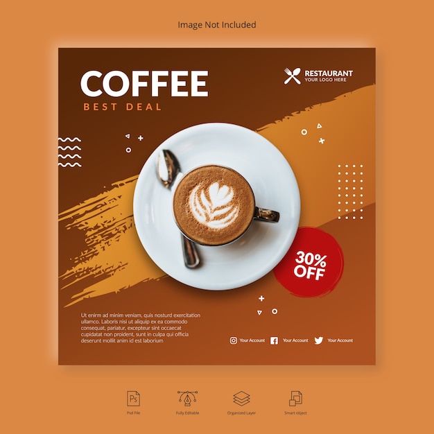 Modelo de banner de café