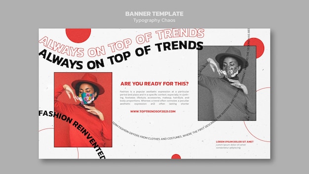 Modelo de banner de caos de tipografia