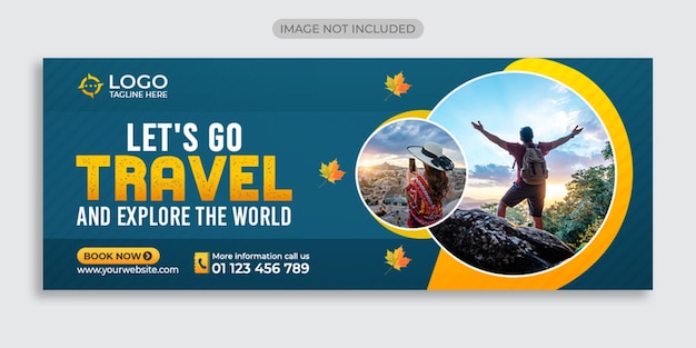 Modelo de banner de capa de facebook de viagens e turismo