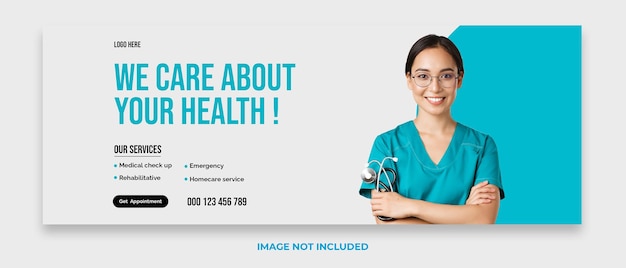 Modelo de banner de capa de mídia social ou banner da web de consultor de cuidados médicos