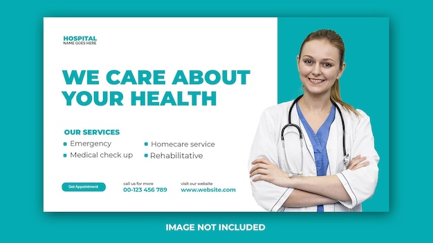 PSD modelo de banner de capa de mídia social ou banner da web de consultor de cuidados médicos