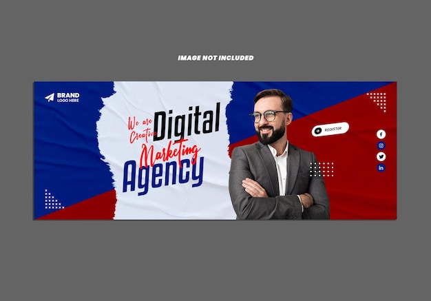 Modelo de banner de capa do facebook da agência de marketing digital