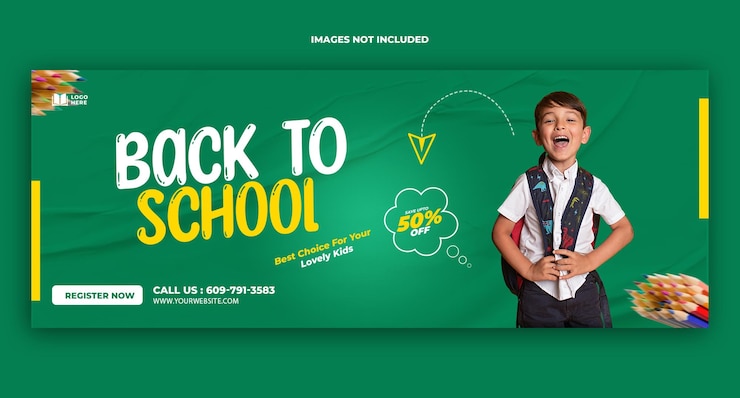 Modelo de banner de capa do Facebook de volta à escola