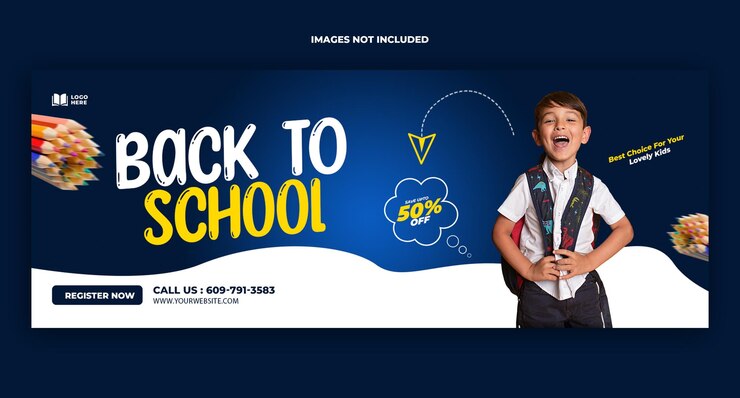 Modelo de banner de capa do Facebook de volta às aulas