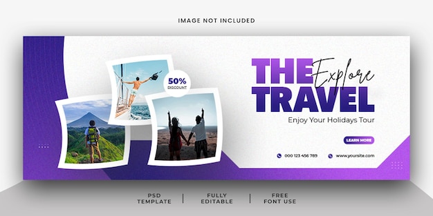 Modelo de banner de capa do Facebook para viagens de férias