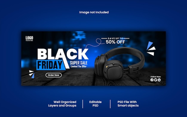 PSD modelo de banner de capa do facebook psd black friday grátis