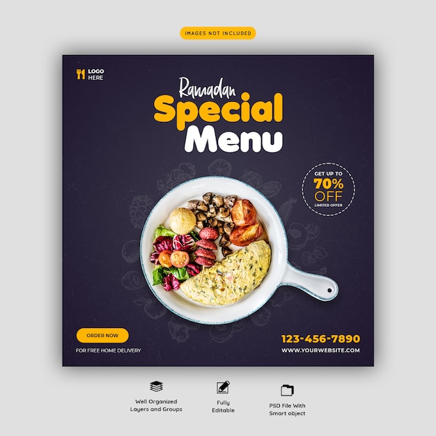 Modelo de banner de comida especial do Ramadã
