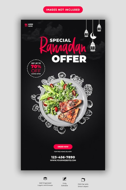 PSD modelo de banner de comida especial do ramadã