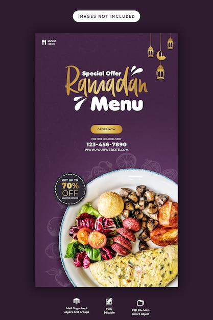 Modelo de banner de comida especial do ramadã