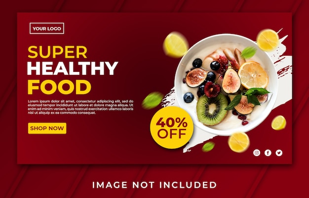 PSD modelo de banner de comida super saudável