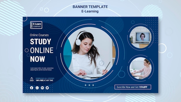 Modelo de banner de conceito de e-learning