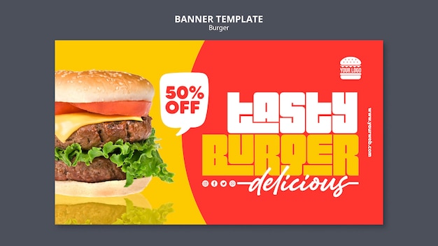 Modelo de banner de conceito de hambúrguer